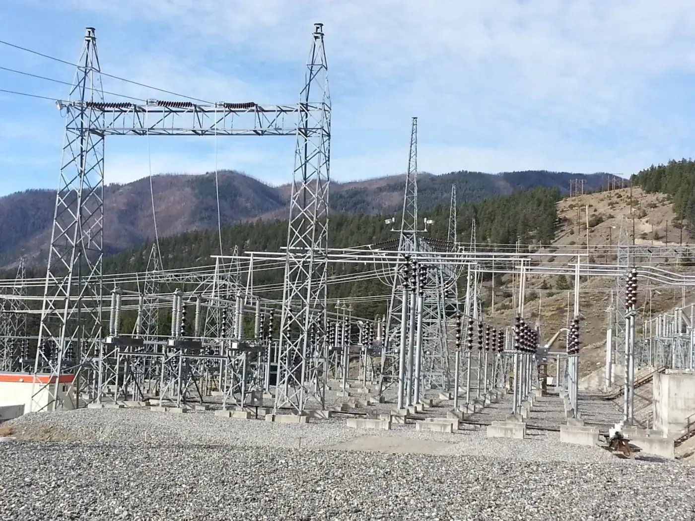 Electrical substation with steel structures and buswork